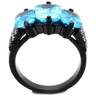 Women's Jewelry - Rings Women's Rings - TK1866 - IP Black(Ion Plating) Stainless Steel Ring with AAA Grade CZ in Sea Blue