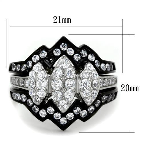 Women's Jewelry - Rings Women's Rings - TK1869 - Two-Tone IP Black (Ion Plating) Stainless Steel Ring with AAA Grade CZ in Clear