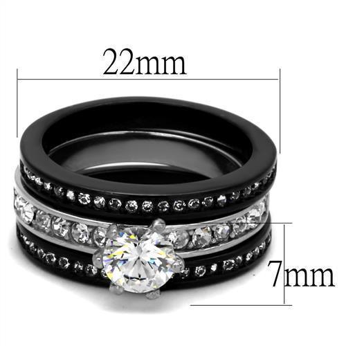 Women's Jewelry - Rings Women's Rings - TK2304 - Two-Tone IP Black (Ion Plating) Stainless Steel Ring with AAA Grade CZ in Clear