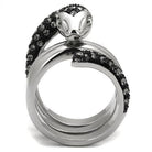 Women's Jewelry - Rings Women's Rings - TK2511 - Two-Tone IP Black (Ion Plating) Stainless Steel Ring with Top Grade Crystal in Black Diamond