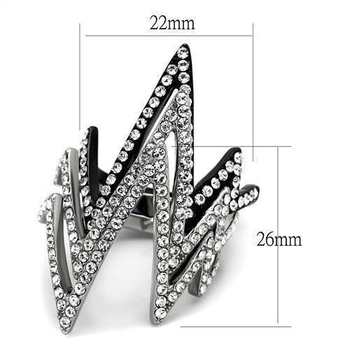 Women's Jewelry - Rings Women's Rings - TK2619 - Two-Tone IP Black (Ion Plating) Stainless Steel Ring with Top Grade Crystal in Clear