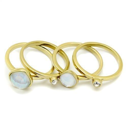 Women's Jewelry - Rings Women's Rings - TK2975 - IP Gold(Ion Plating) Stainless Steel Ring with Synthetic Synthetic Glass in White