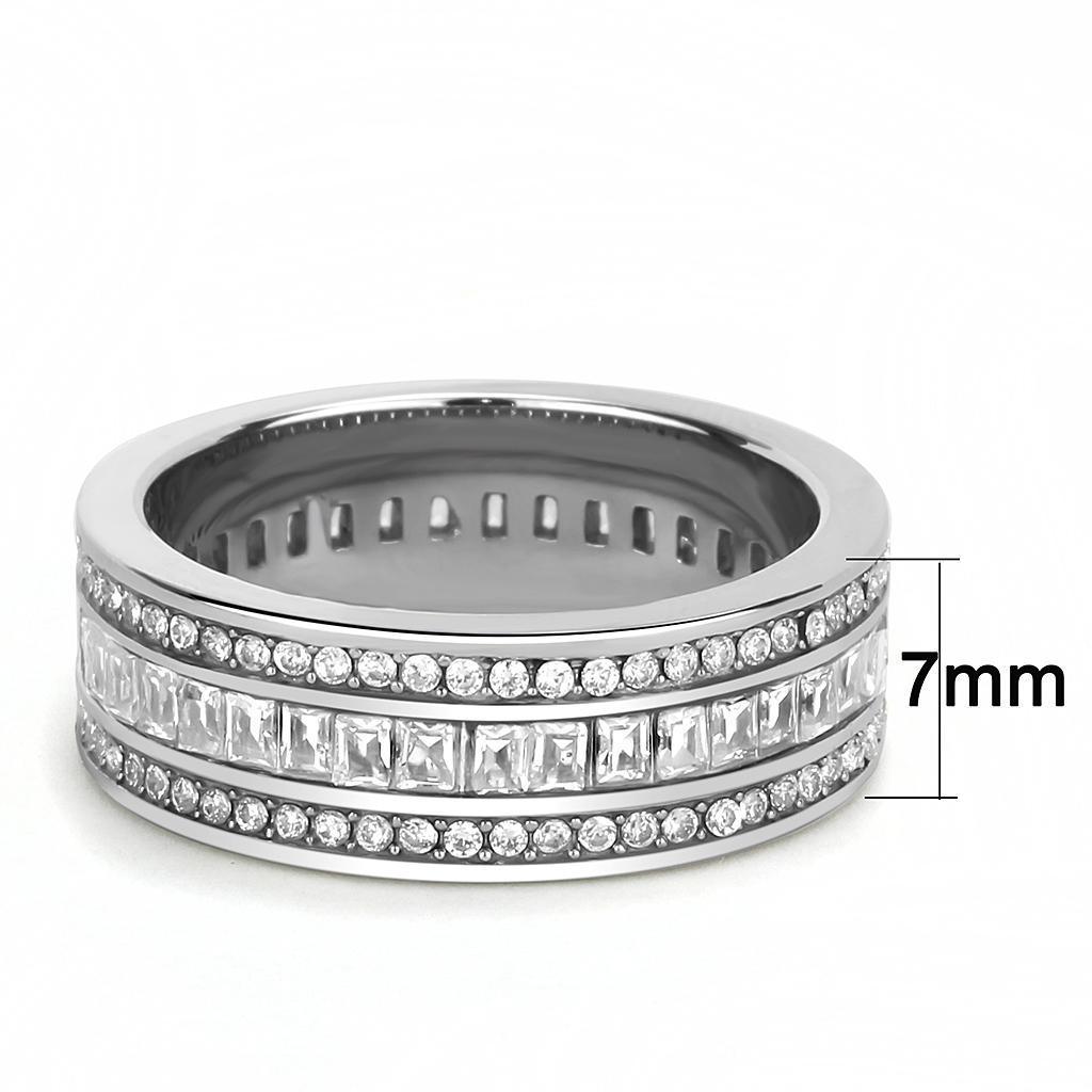Women's Jewelry - Rings Women's Rings - TK3435 - High polished (no plating) Stainless Steel Ring with AAA Grade CZ in Clear