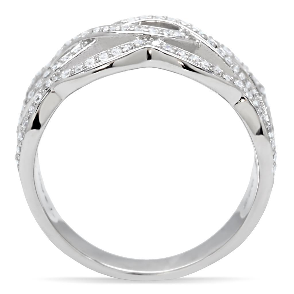 Women's Jewelry - Rings Women's Rings - TS010 - Rhodium 925 Sterling Silver Ring with AAA Grade CZ in Clear