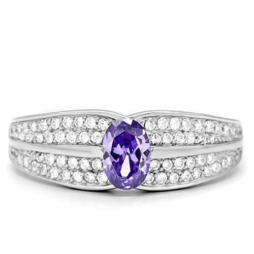 Women's Jewelry - Rings Women's Rings - TS025 - Rhodium 925 Sterling Silver Ring with AAA Grade CZ in Tanzanite