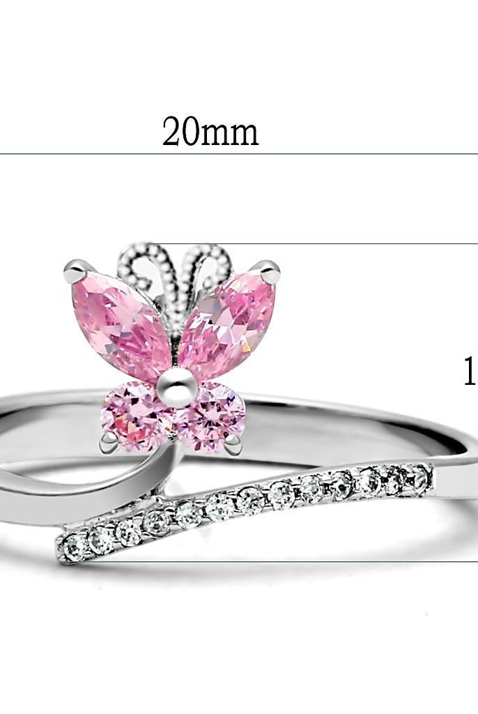 Women's Jewelry - Rings Women's Rings - TS042 - Rhodium 925 Sterling Silver Ring with AAA Grade CZ in Light Rose