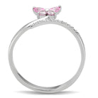 Women's Jewelry - Rings Women's Rings - TS042 - Rhodium 925 Sterling Silver Ring with AAA Grade CZ in Light Rose