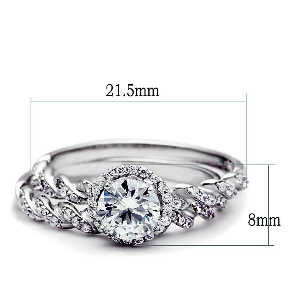 Women's Jewelry - Rings Women's Rings - TS046 - Rhodium 925 Sterling Silver Ring with AAA Grade CZ in Clear