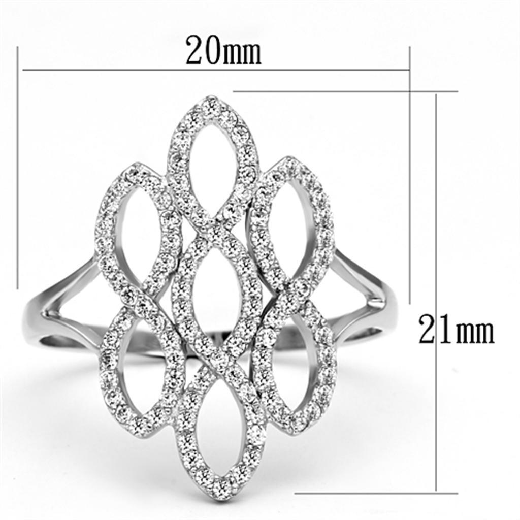 Women's Jewelry - Rings Women's Rings - TS071 - Rhodium 925 Sterling Silver Ring with AAA Grade CZ in Clear