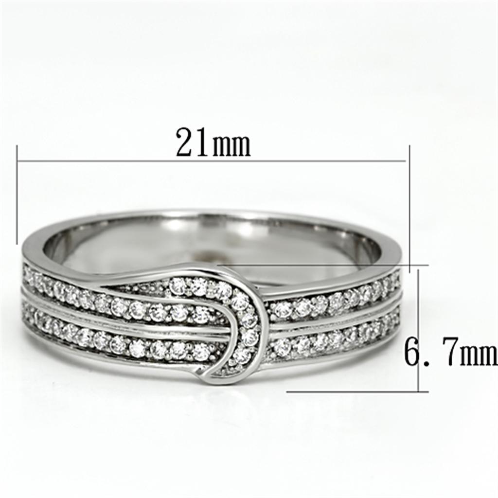 Women's Jewelry - Rings Women's Rings - TS091 - Rhodium 925 Sterling Silver Ring with AAA Grade CZ in Clear