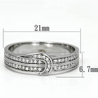 Elegant rhodium 925 sterling silver ring with sparkling stones and a sleek design