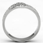 Elegant rhodium 925 sterling silver ring featuring a sleek and modern design with shimmering detail