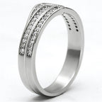 Elegant rhodium 925 sterling silver ring featuring sparkling diamond-like accents for women's jewelry