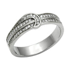 Elegant rhodium 925 sterling silver ring featuring sparkling cubic zirconia accents in a unique design