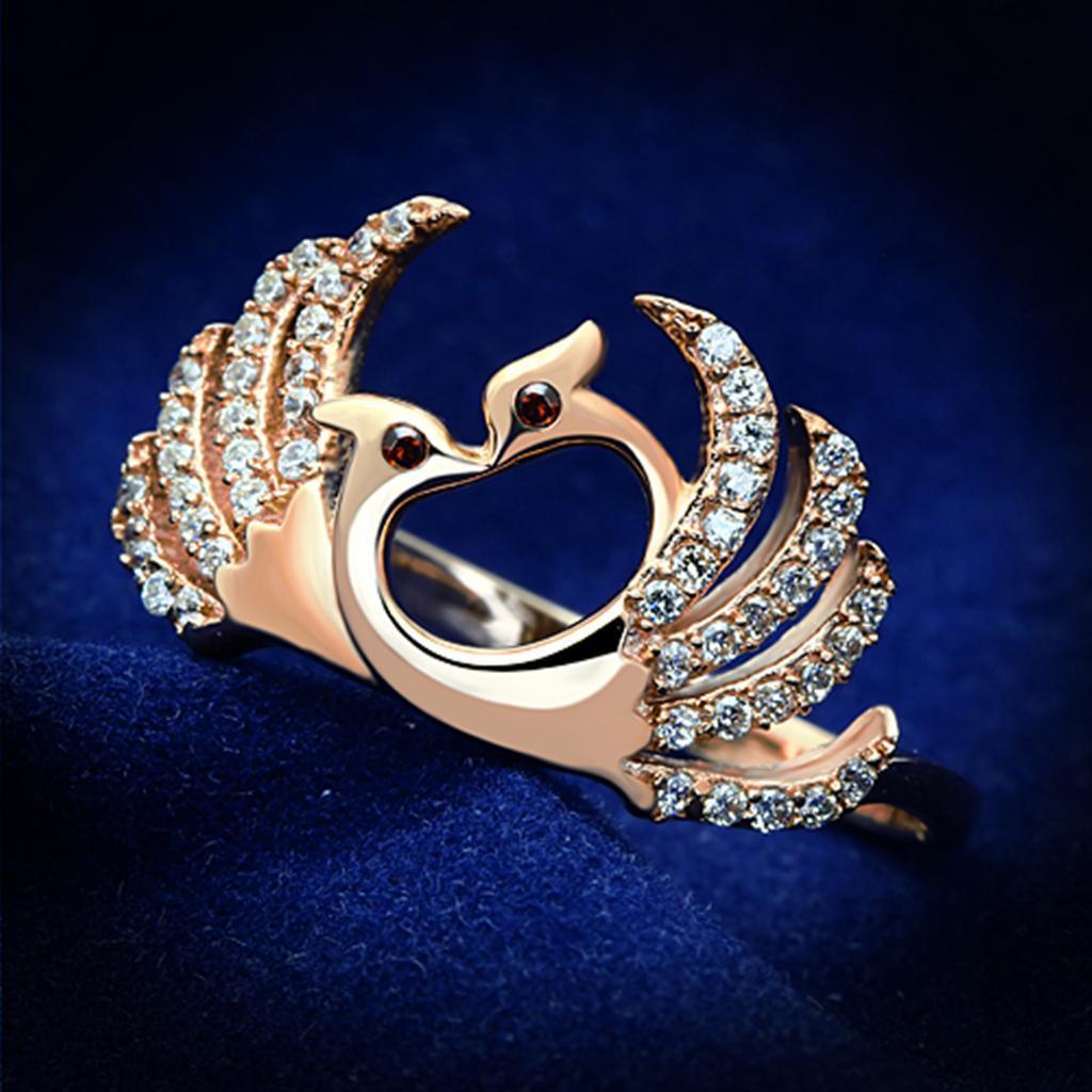 Women's Jewelry - Rings Women's Rings - TS097 - Rose Gold 925 Sterling Silver Ring with AAA Grade CZ in Garnet