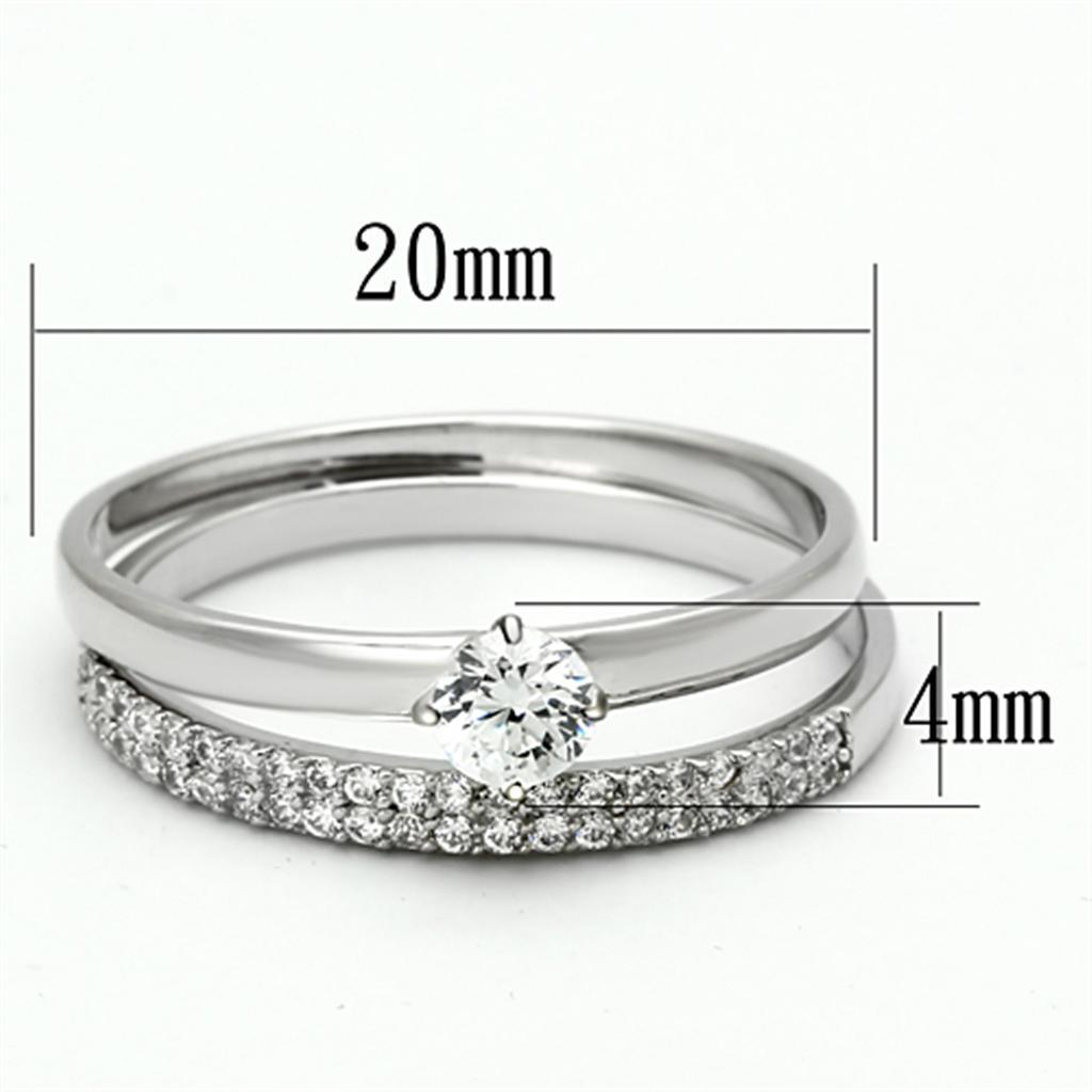 Women's Jewelry - Rings Women's Rings - TS110 - Rhodium 925 Sterling Silver Ring with AAA Grade CZ in Clear