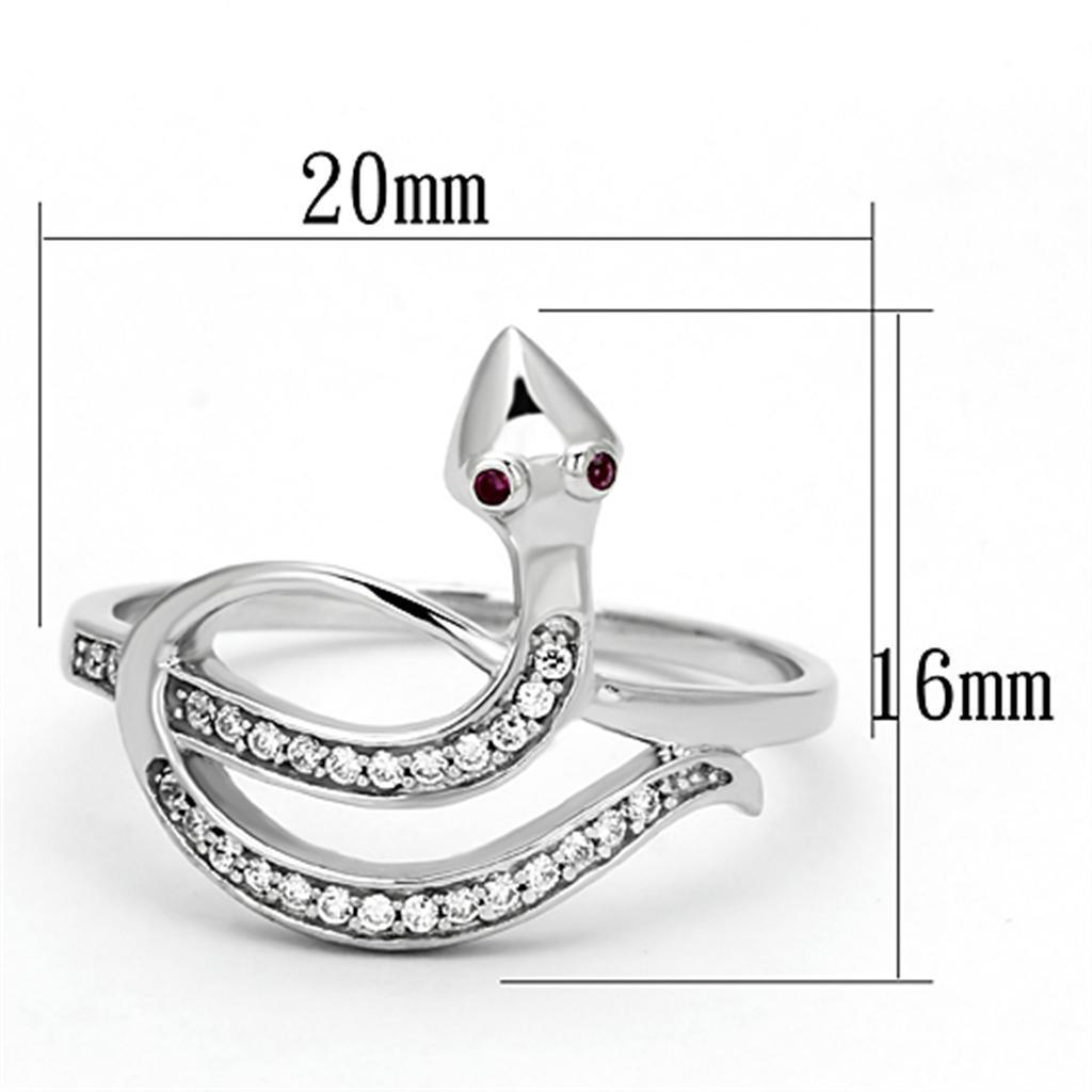 Women's Jewelry - Rings Women's Rings - TS123 - Rhodium 925 Sterling Silver Ring with AAA Grade CZ in Ruby