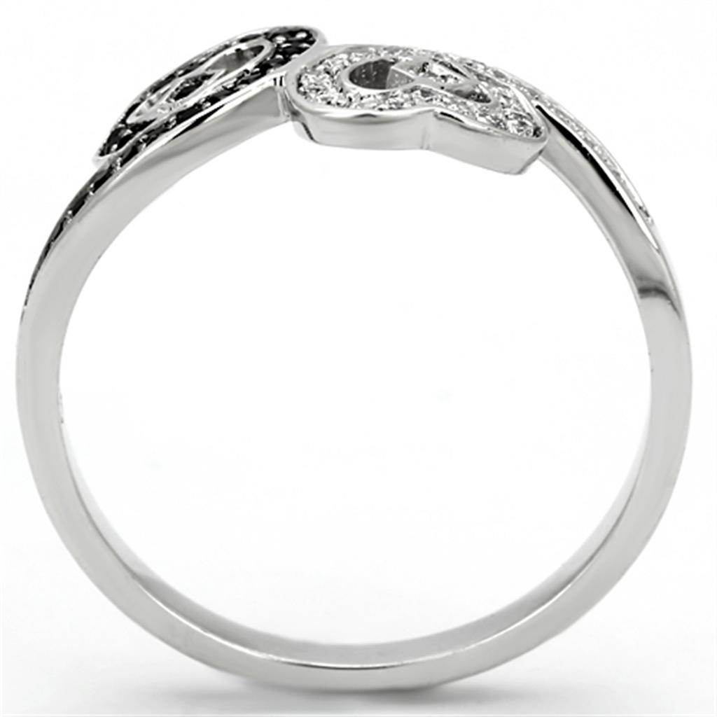 Women's Jewelry - Rings Women's Rings - TS125 - Rhodium 925 Sterling Silver Ring with AAA Grade CZ in Black Diamond