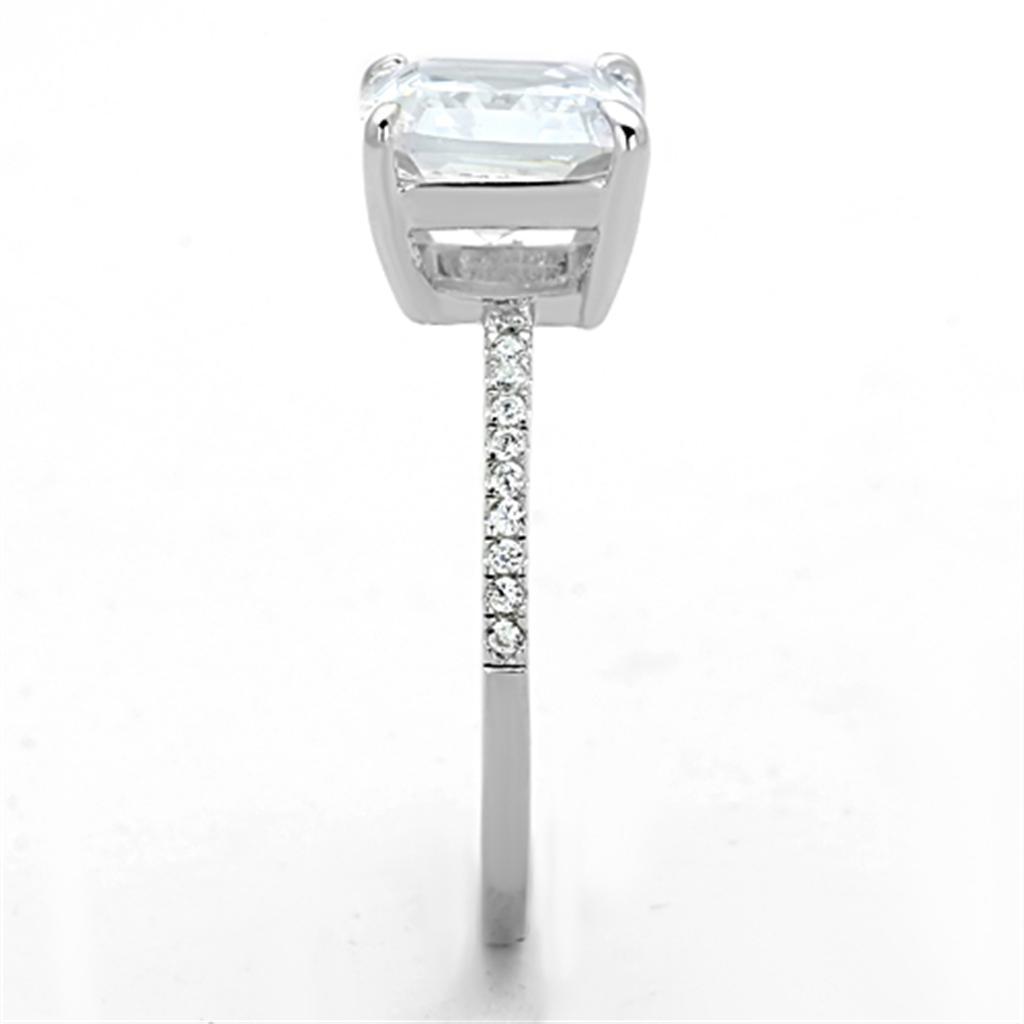 Women's Jewelry - Rings Women's Rings - TS155 - Rhodium 925 Sterling Silver Ring with Cubic in Clear