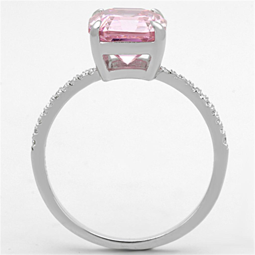 Women's Jewelry - Rings Women's Rings - TS179 - Rhodium 925 Sterling Silver Ring with Cubic in Rose