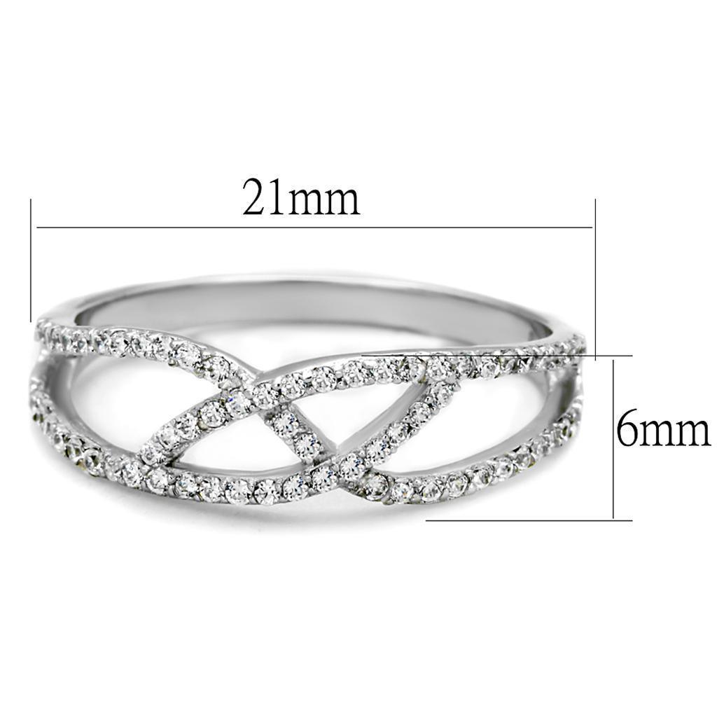 Women's Jewelry - Rings Women's Rings - TS201 - Rhodium 925 Sterling Silver Ring with AAA Grade CZ in Clear