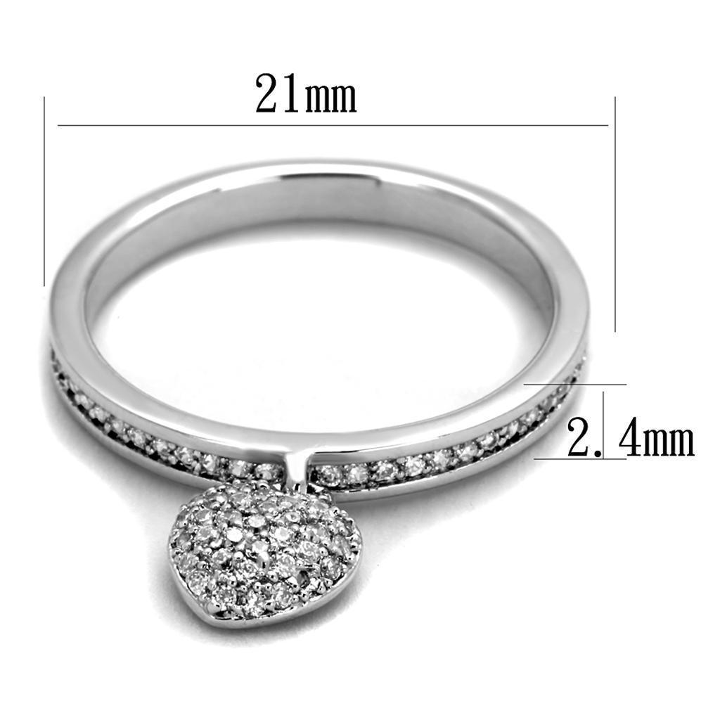 Women's Jewelry - Rings Women's Rings - TS275 - Rhodium 925 Sterling Silver Ring with AAA Grade CZ in Clear