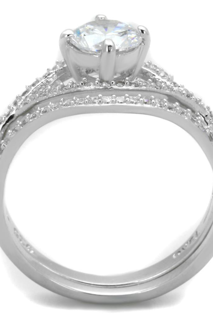 Women's Jewelry - Rings Women's Rings - TS350 - Rhodium 925 Sterling Silver Ring with AAA Grade CZ in Clear