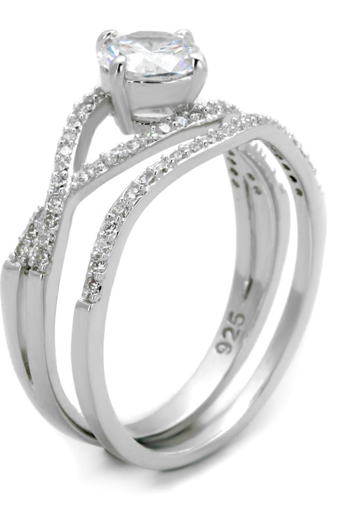 Women's Jewelry - Rings Women's Rings - TS350 - Rhodium 925 Sterling Silver Ring with AAA Grade CZ in Clear