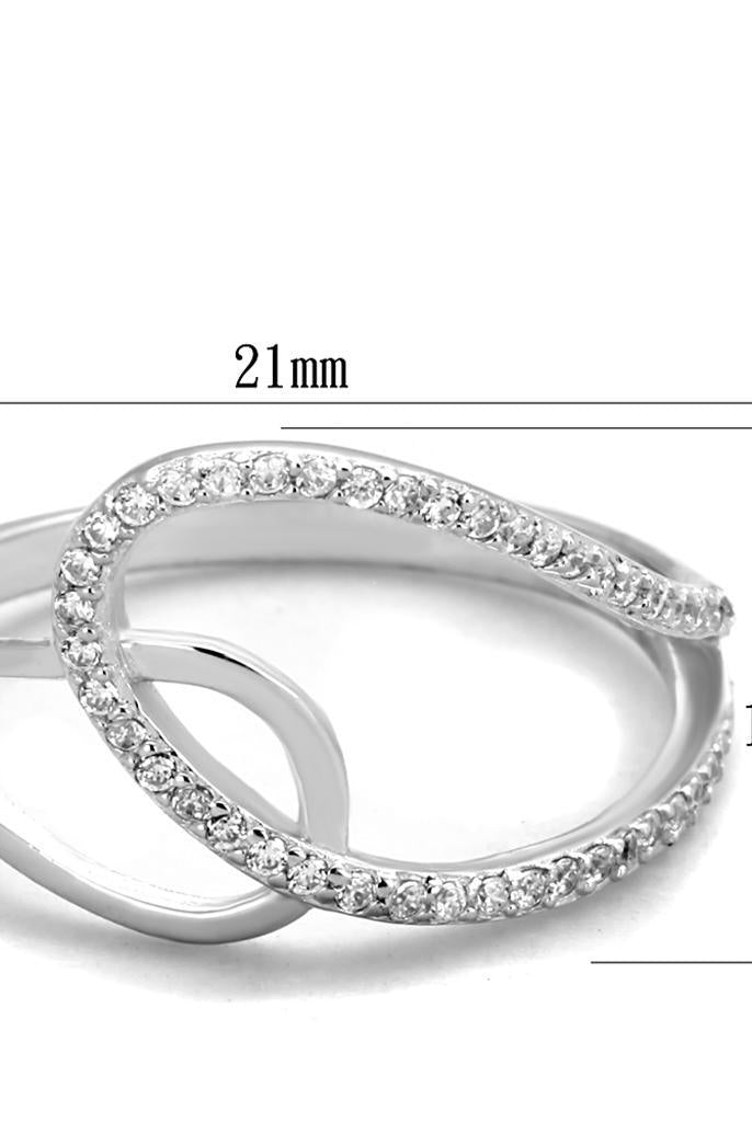 Women's Jewelry - Rings Women's Rings - TS358 - Rhodium 925 Sterling Silver Ring with AAA Grade CZ in Clear
