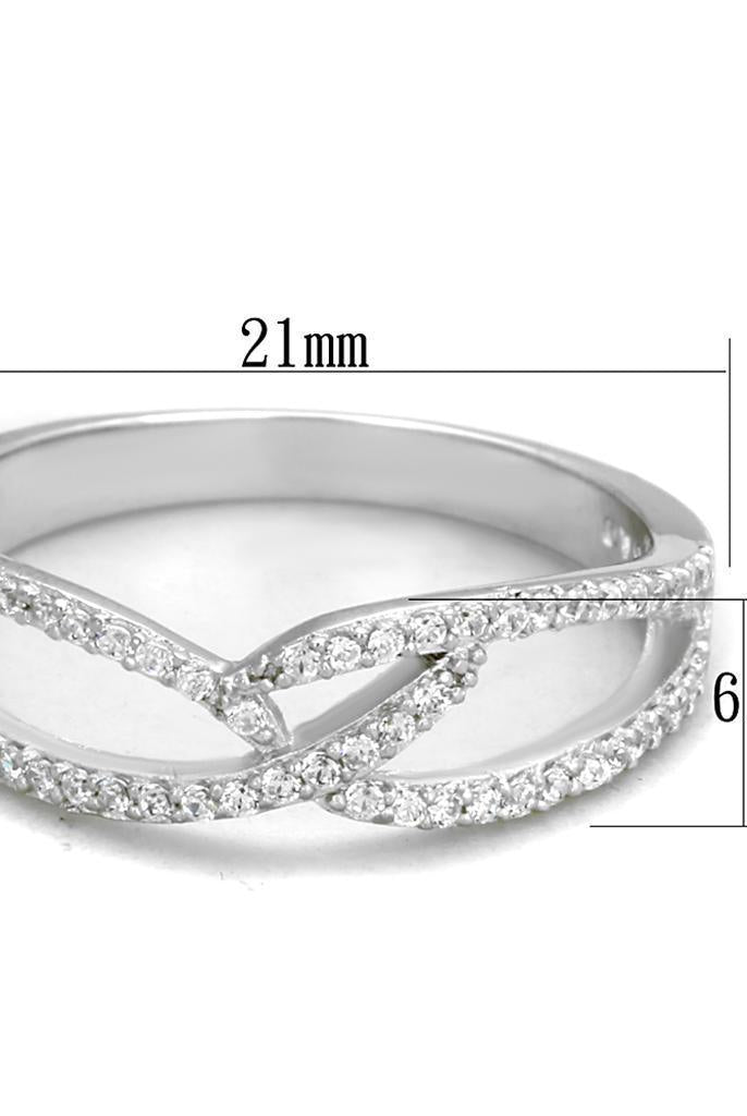 Women's Jewelry - Rings Women's Rings - TS365 - Rhodium 925 Sterling Silver Ring with AAA Grade CZ in Clear