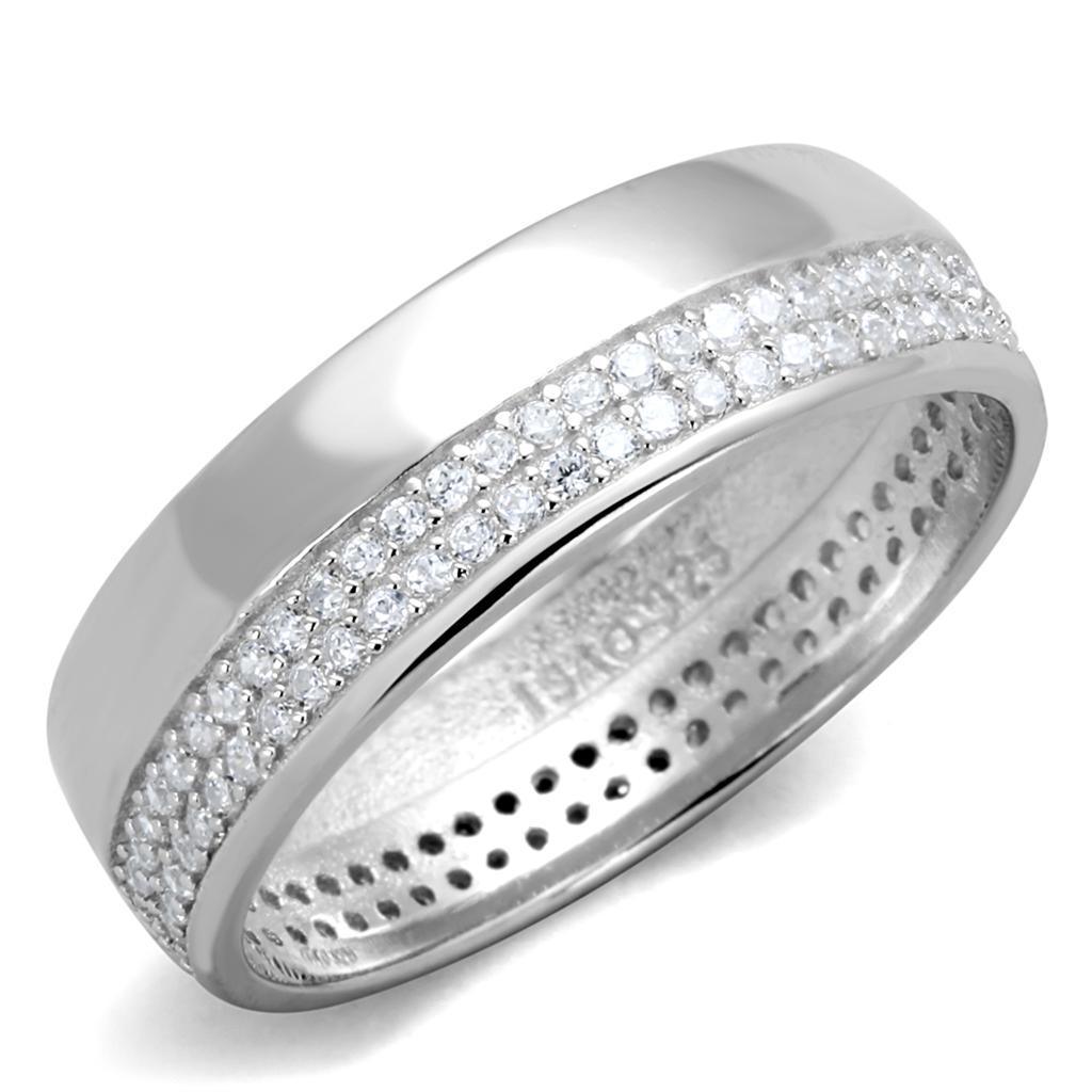 Women's Jewelry - Rings Women's Rings - TS375 - Rhodium 925 Sterling Silver Ring with AAA Grade CZ in Clear