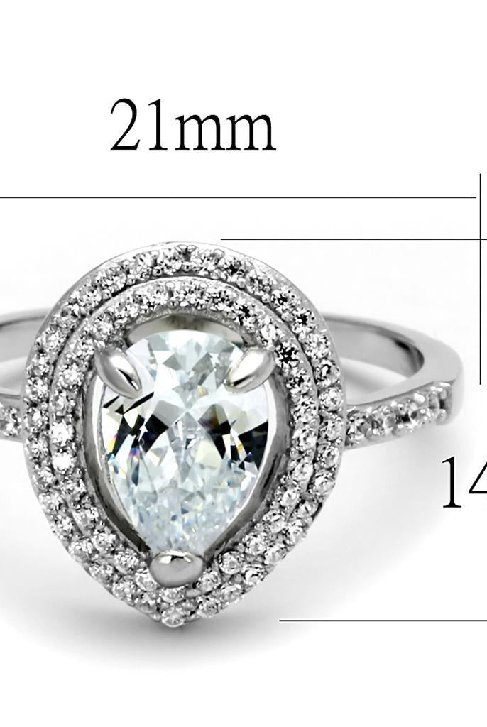 Women's Jewelry - Rings Women's Rings - TS414 - Rhodium 925 Sterling Silver Ring with AAA Grade CZ in Clear