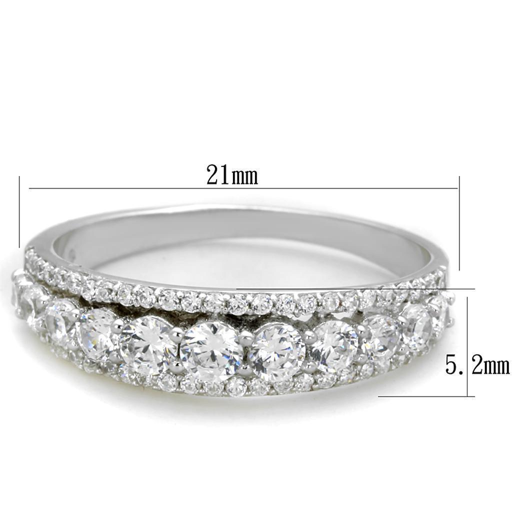 Women's Jewelry - Rings Women's Rings - TS429 - Rhodium 925 Sterling Silver Ring with AAA Grade CZ in Clear