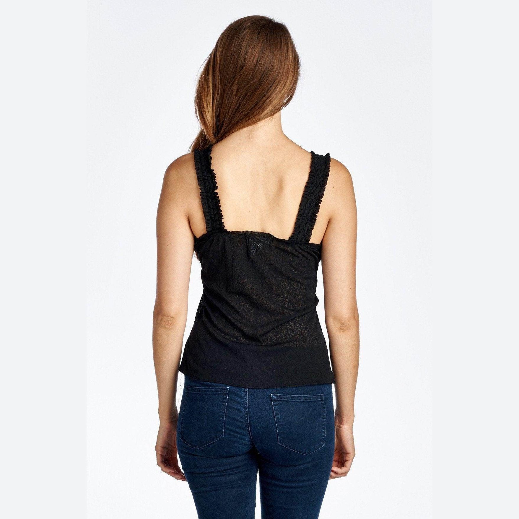 Women's Sheer Burnout V Smocked Tank - VacationGrabs