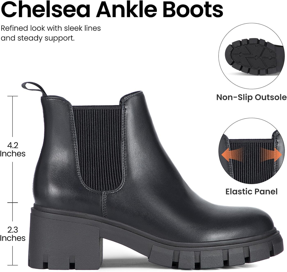 Women's Slip on Chelsea Ankle Boots – back view