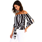 Women's Strapless Striped Bandage Blouse - VacationGrabs