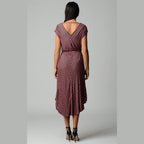 Women's Striped Hi-Low V-Neck Dress - VacationGrabs
