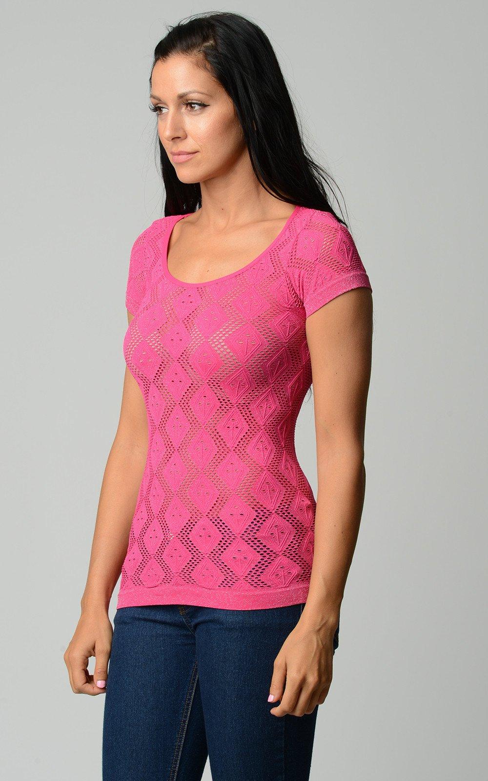 Women's Shirts Women's Textured Knit Stretch Glitter Top