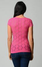 Women's Textured Knit Stretch Glitter Top - VacationGrabs
