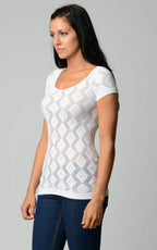 Women's Textured Knit Stretch Glitter Top - VacationGrabs