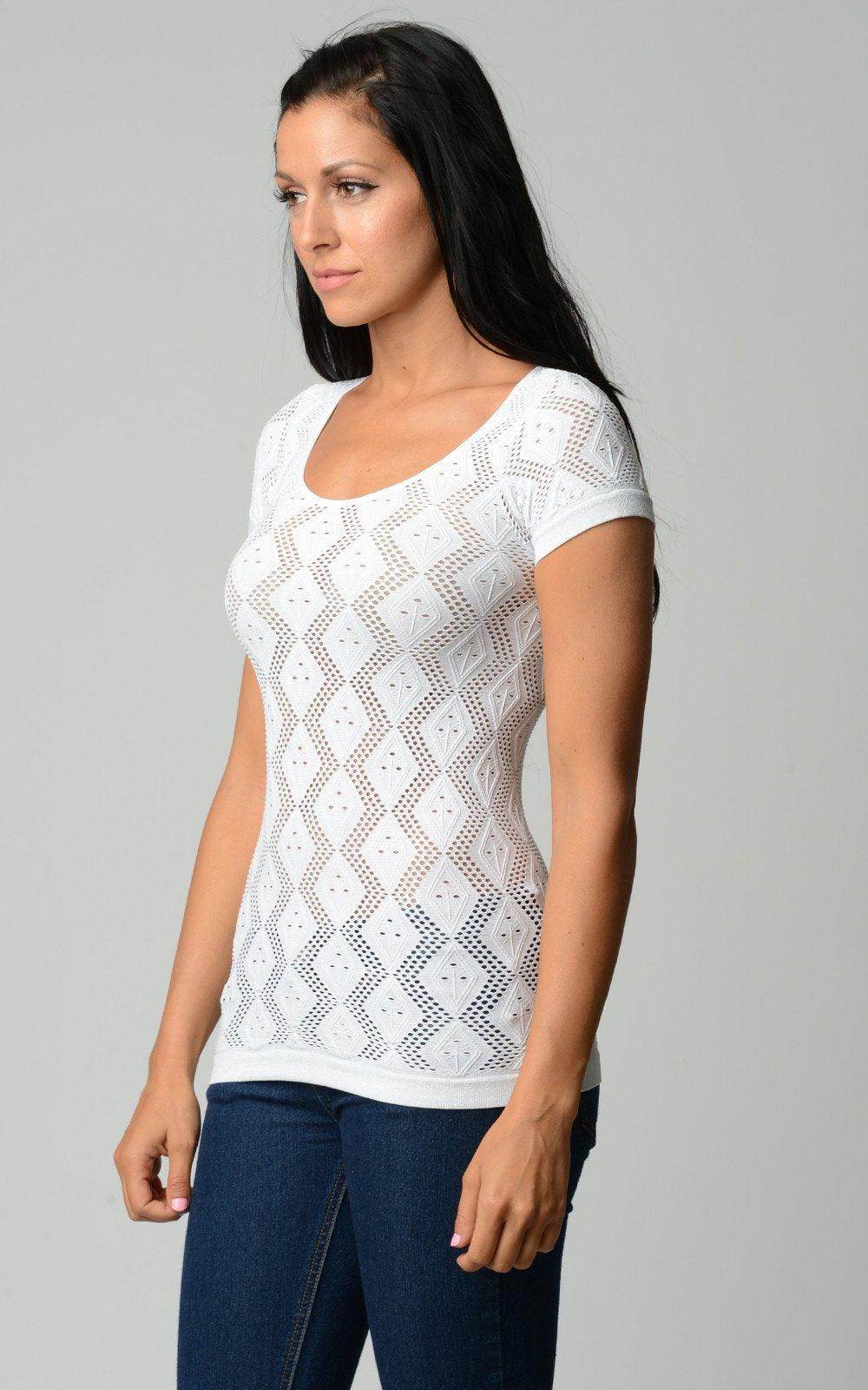 Women's Textured Knit Stretch Glitter Top - VacationGrabs