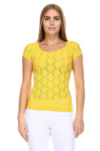 Women's Textured Knit Stretch Glitter Top - VacationGrabs
