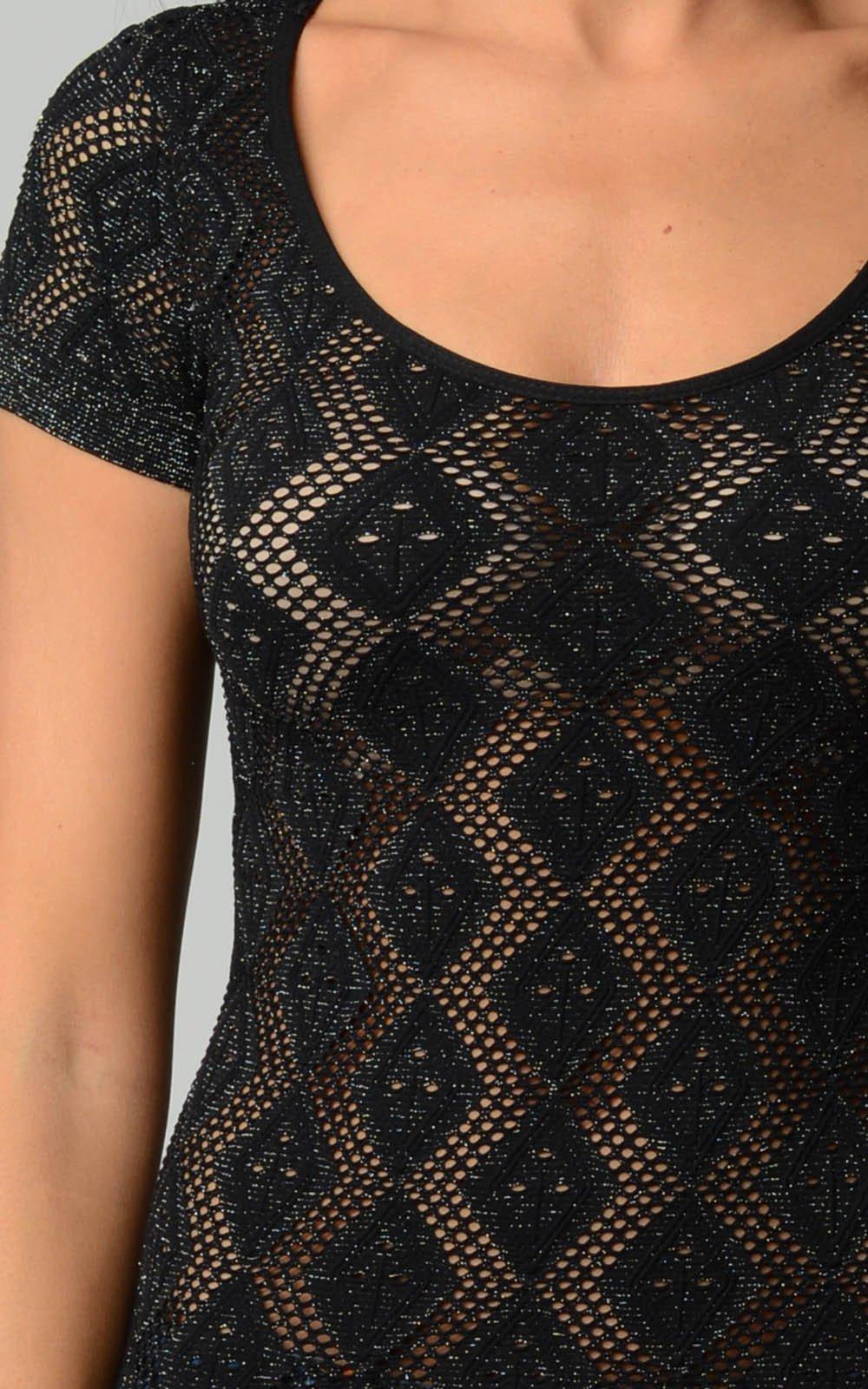 Women's Shirts Women's Textured Knit Stretch Glitter Top
