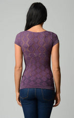 Women's Textured Knit Stretch Glitter Top - VacationGrabs