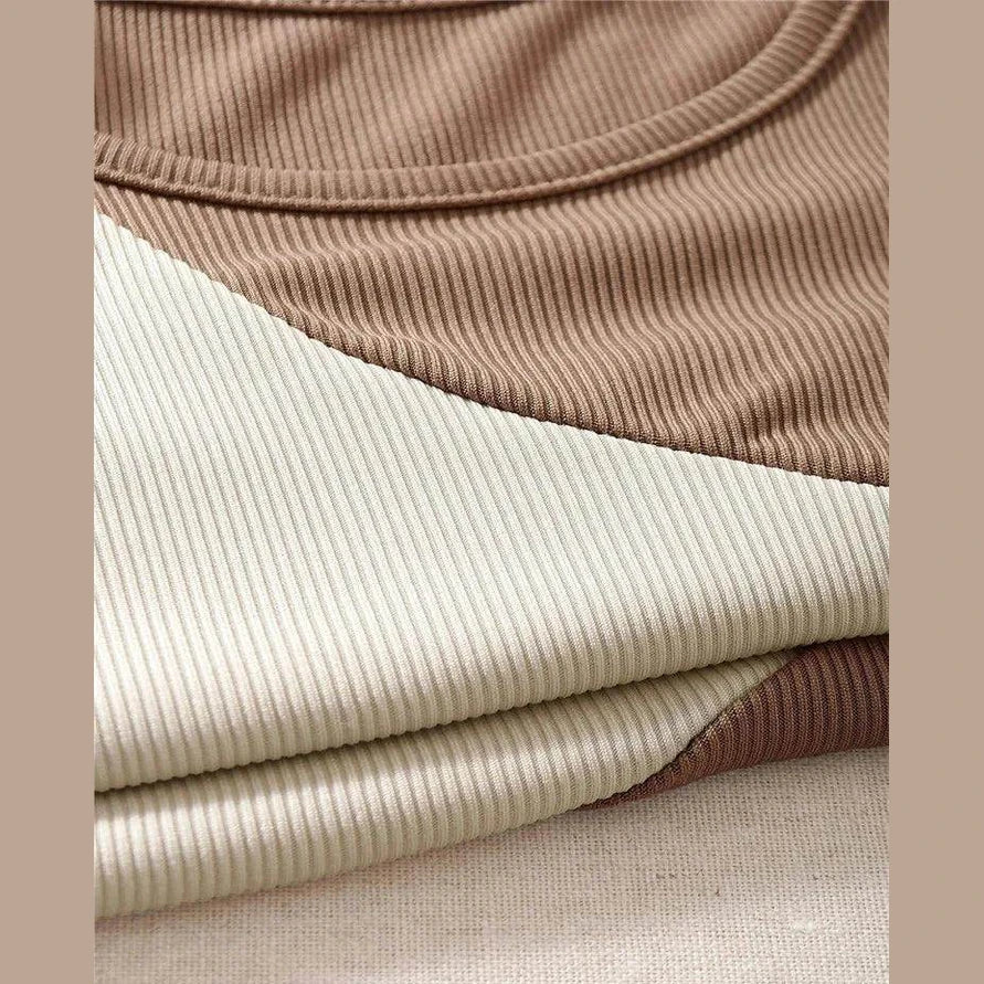 Two Tone Ribbed Knit Tank Tops - VacationGrabs