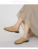 women's woven tan sandals, comfortable for summer outings