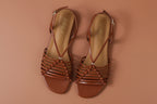 Women's brown strappy sandals, comfortable for casual outings