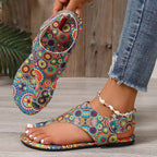 Colorful women-sandals with floral design, perfect for summer outings