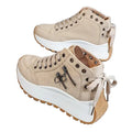 Women's beige canvas sneakers with platform sole for casual wear