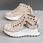 women sneakers in beige canvas, stylish for casual outings